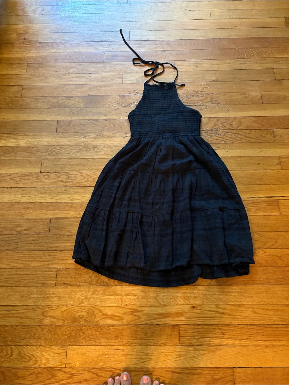 American Eagle Outfitters Black Smocked Halter Sundress Sz. S